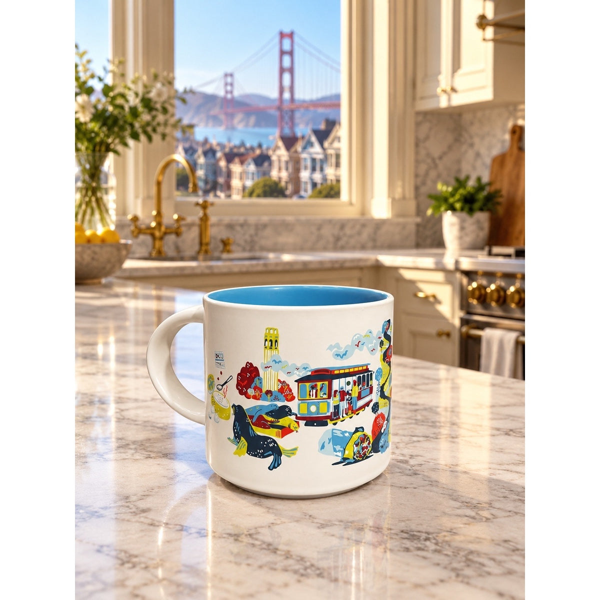 Starbucks San Francisco Discovery Series Mug 14 oz Blue Interior