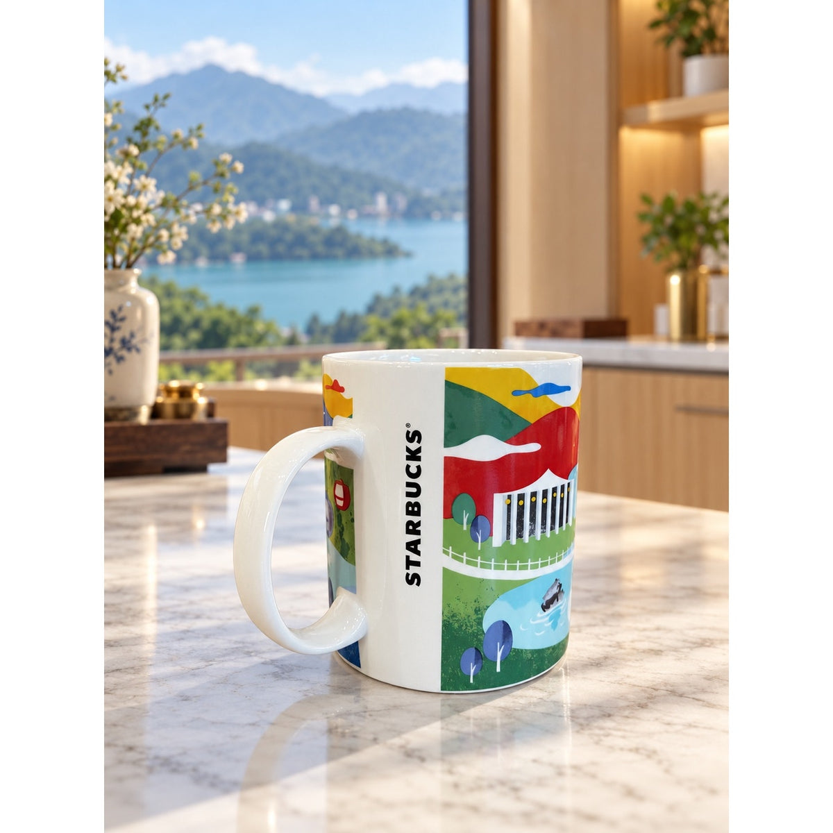 Starbucks Taiwan Sun Moon Lake 2014 16 oz City Mug Cable Car