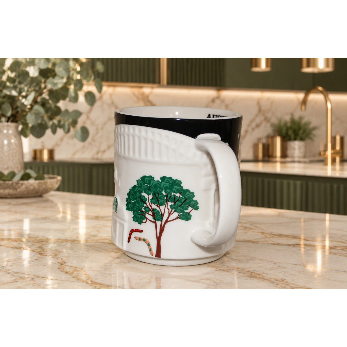 HTF Starbucks Australia 16oz Relief Mug Kangaroo Opera House EUC