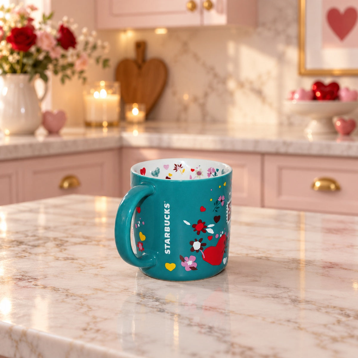 Starbucks Valentines Day 2023 Heart Coffee Mug 14oz Love Stamps EUC