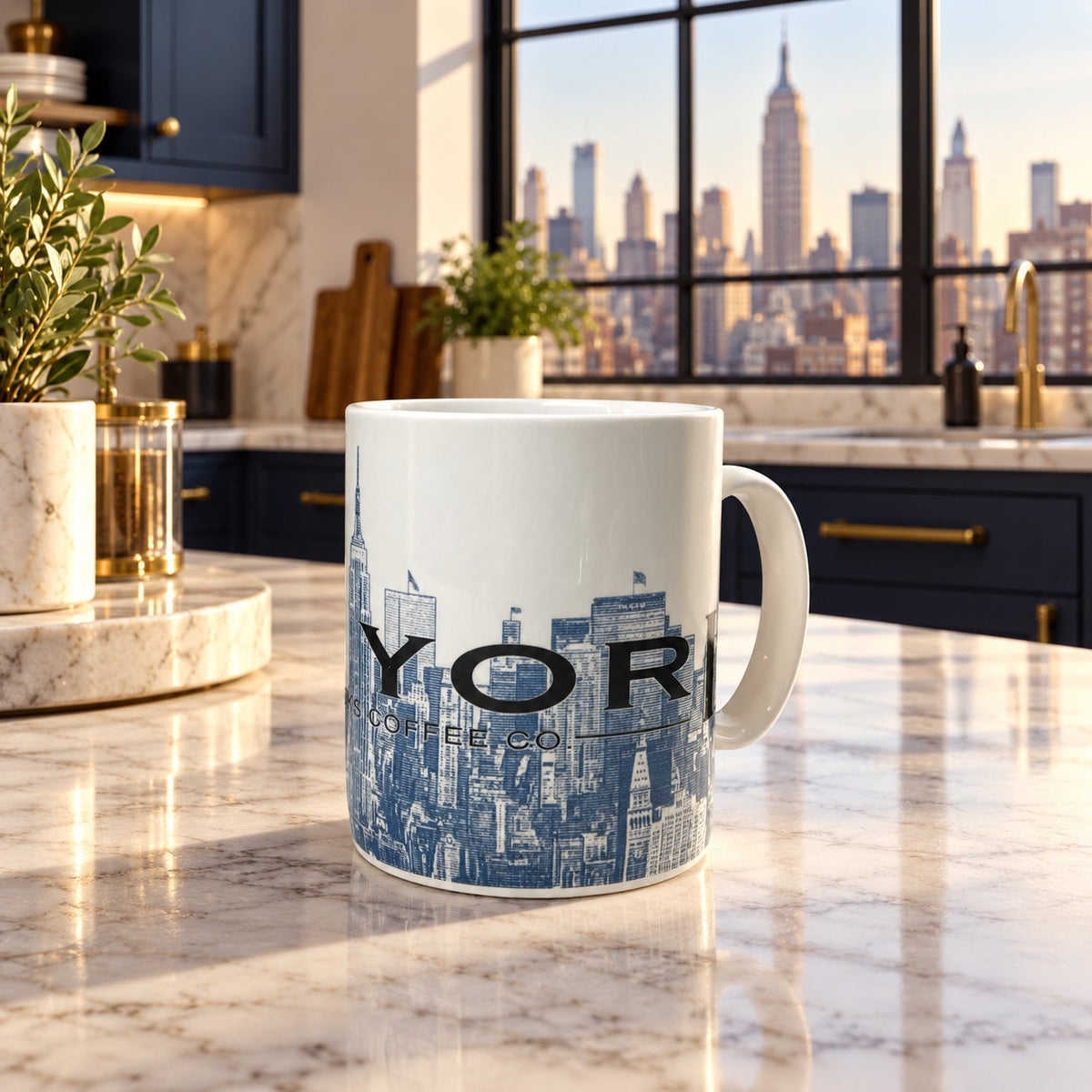 STARBUCKS 2002 New York City Skyline Mug Big Apple Barista Coffee Cup EUC