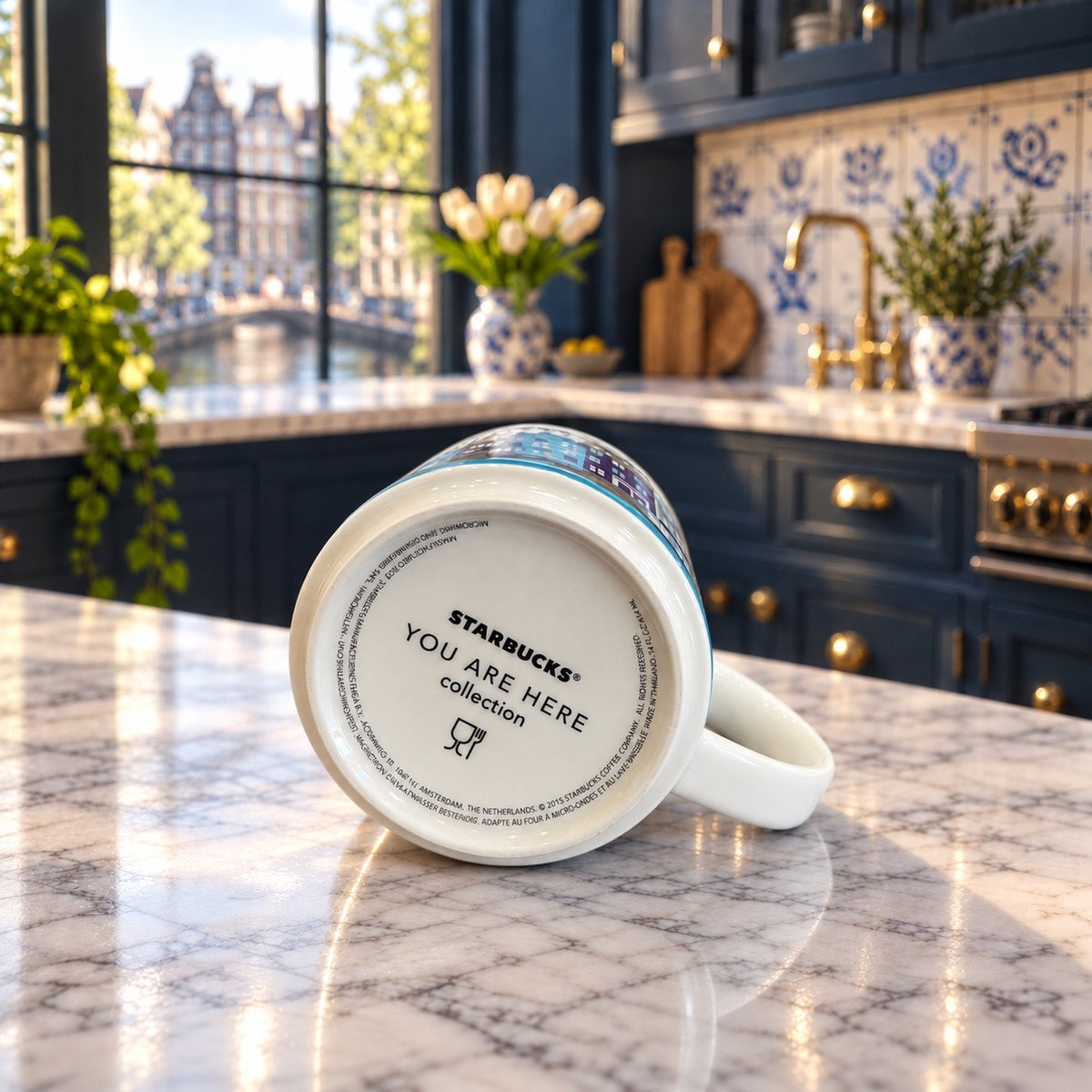 Starbucks Amsterdam You Are Here Mug 14 Oz Netherlands Aqua Interior YAH