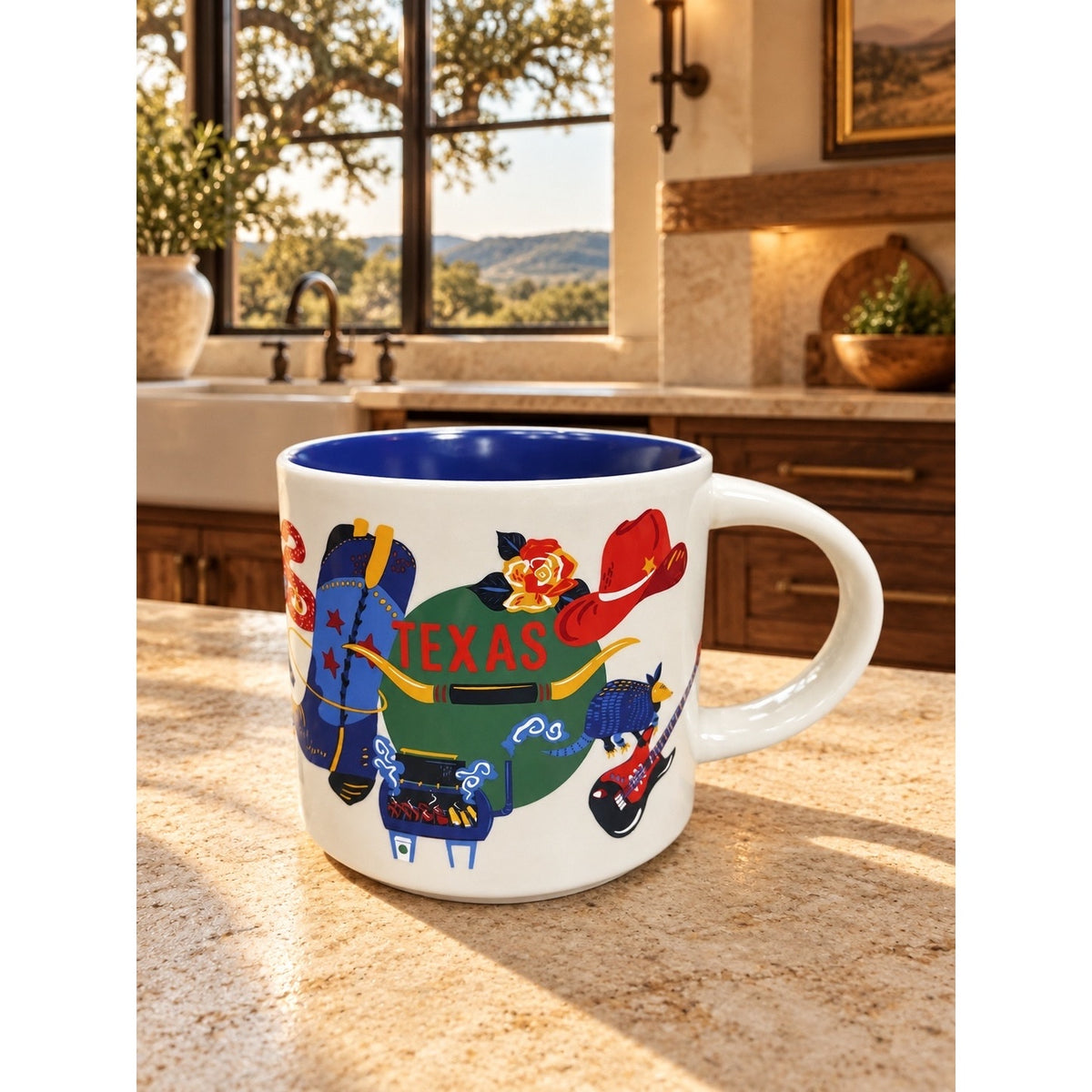Starbucks Texas Discovery Series Mug 14 oz Cobalt Blue Interior