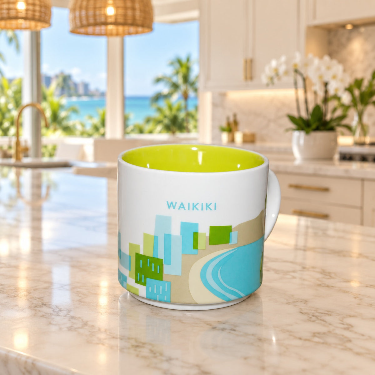 Starbucks Waikiki Hawaii You Are Here Collection YAH Coffee Mug Cup EUC