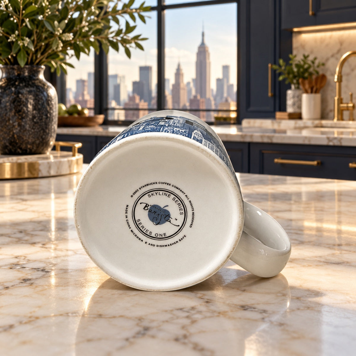 STARBUCKS 2002 New York City Skyline Mug Big Apple Barista Coffee Cup EUC