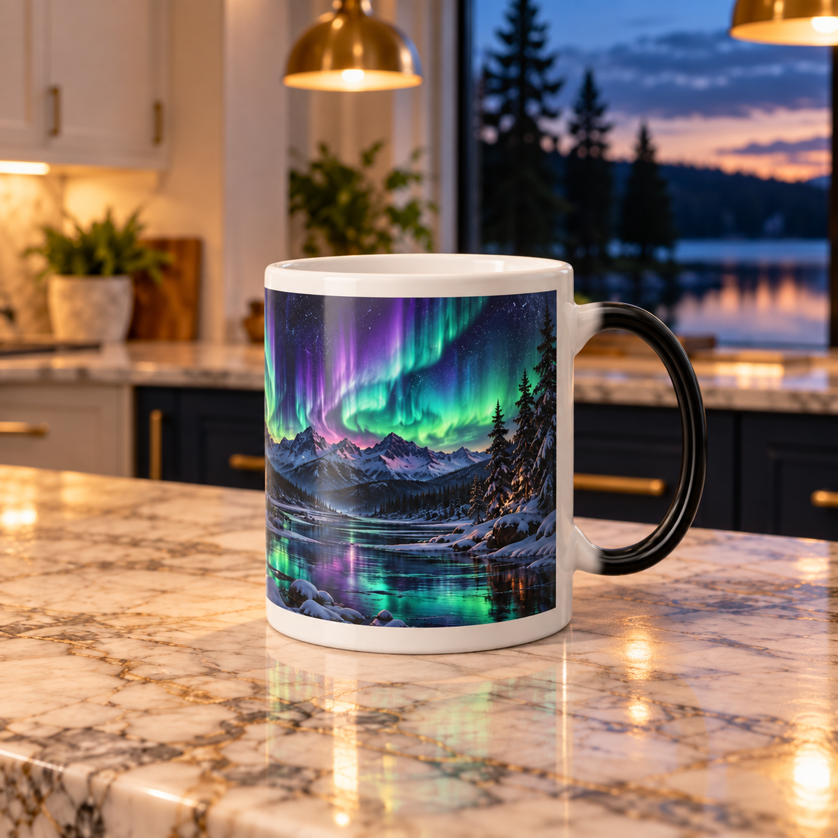 Northern Lights Color-Changing Mug — Aurora Cabin 11oz
