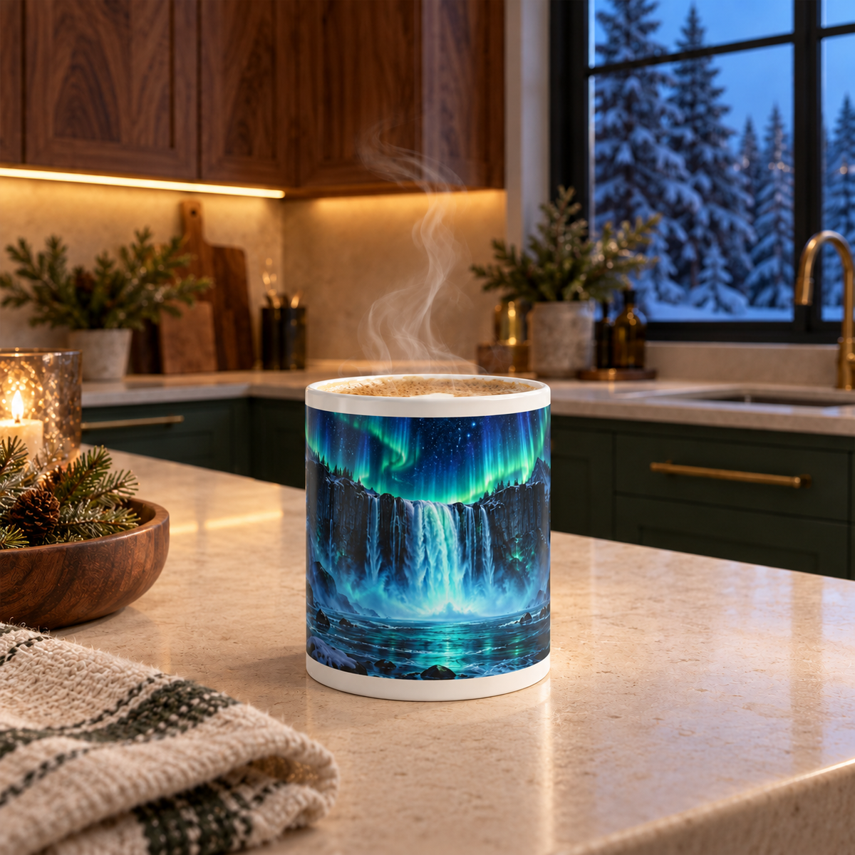 Color-Changing Mug — Northern Lights Waterfall 11oz