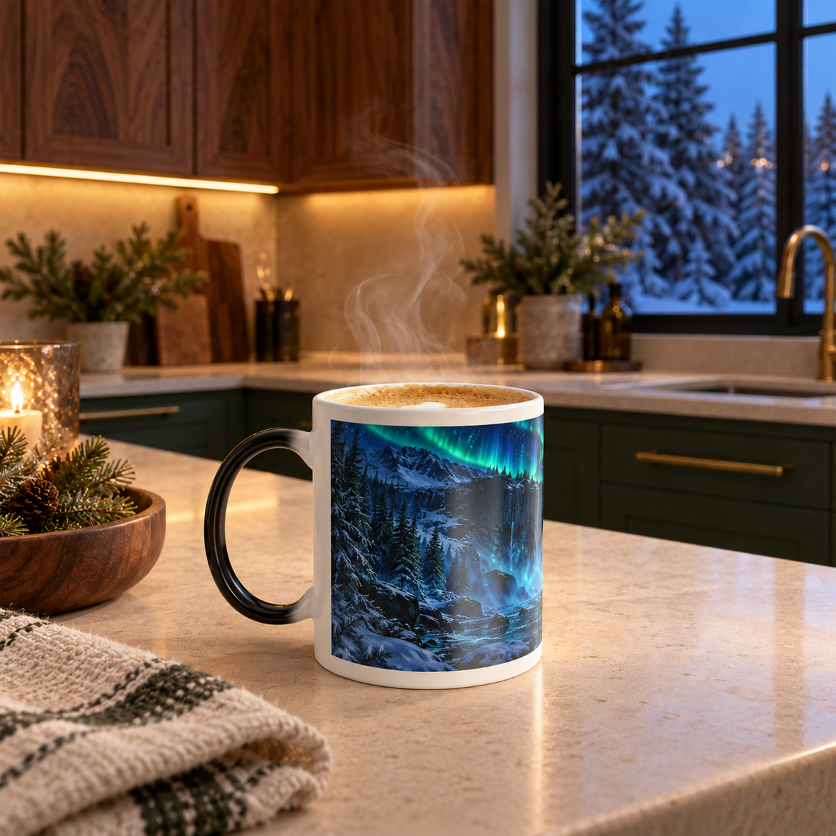 Color-Changing Mug — Northern Lights Waterfall 11oz
