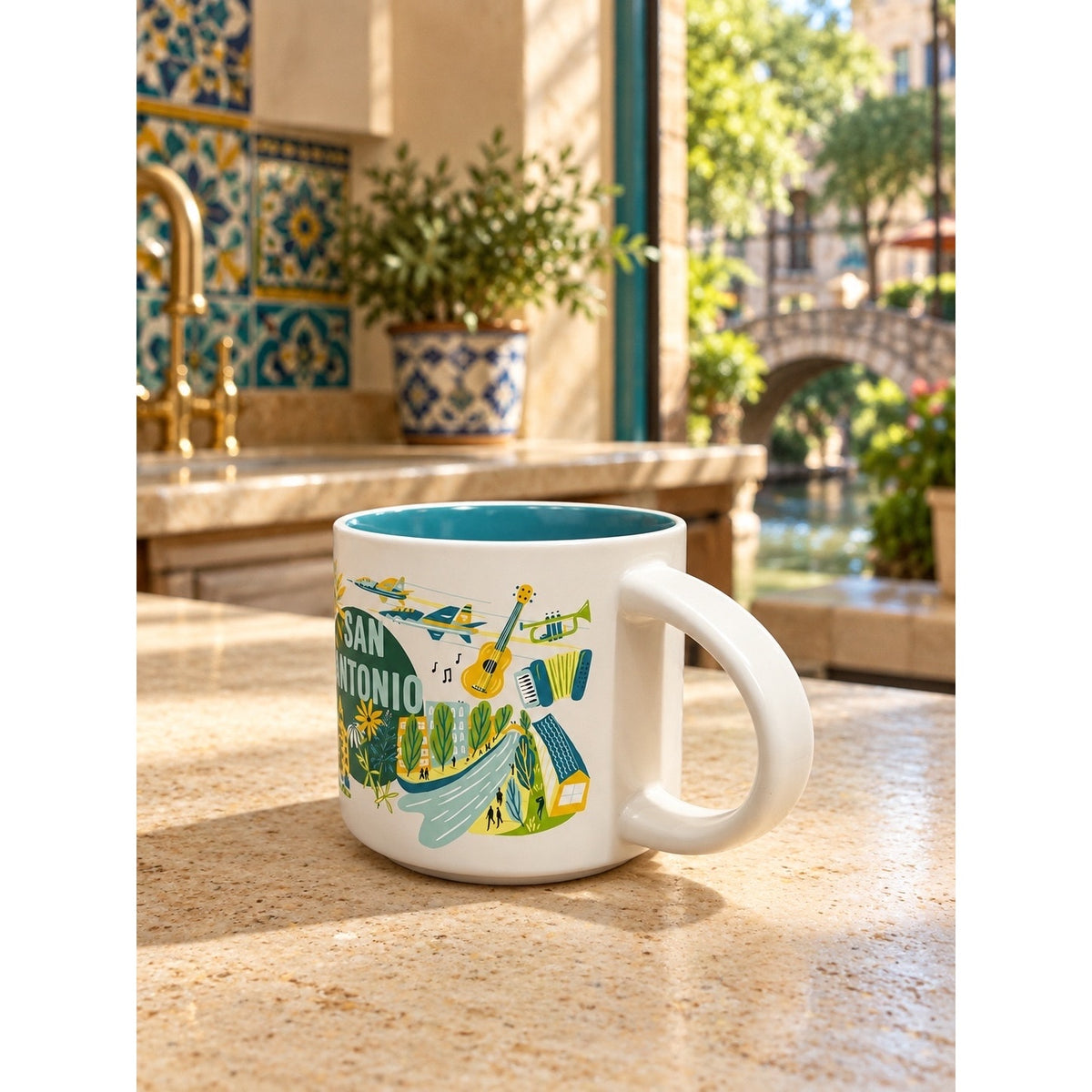 Starbucks San Antonio Discovery Series Mug 14 oz Teal Interior