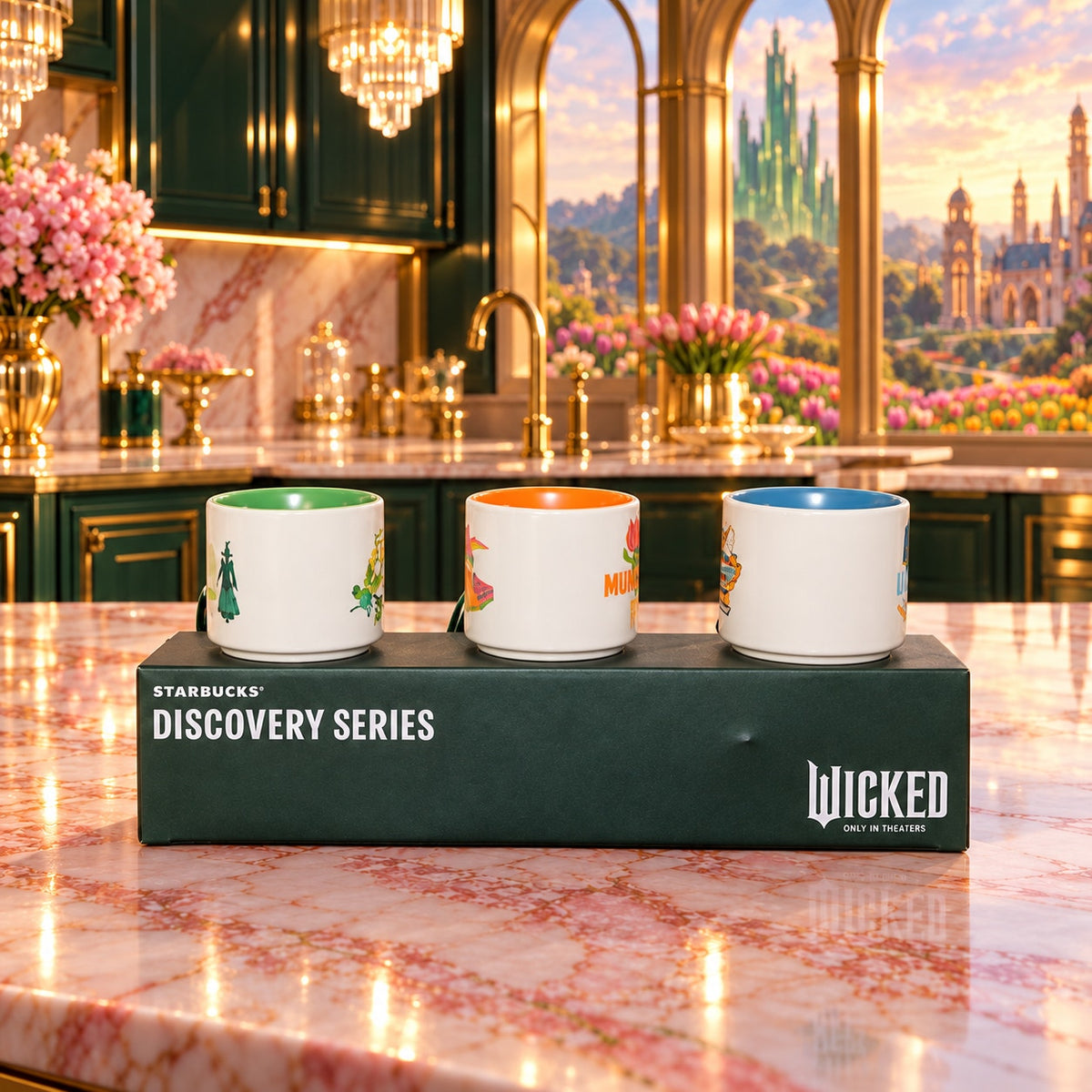 Universal Studios Wicked Starbucks Discovery Series 3 Mini Mug 2 Oz Ornament Set
