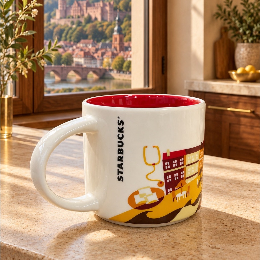 Starbucks Heidelberg Germany You Are Here Mug 14 oz Red Interior