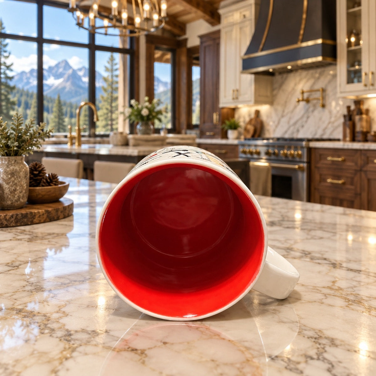 Starbucks Colorado Been There Series Ceramic Mug Red Interior