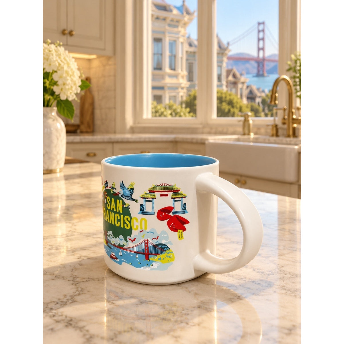Starbucks San Francisco Discovery Series Mug 14 oz Blue Interior