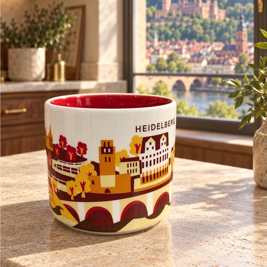 Starbucks Heidelberg Germany You Are Here Mug 14 oz Red Interior