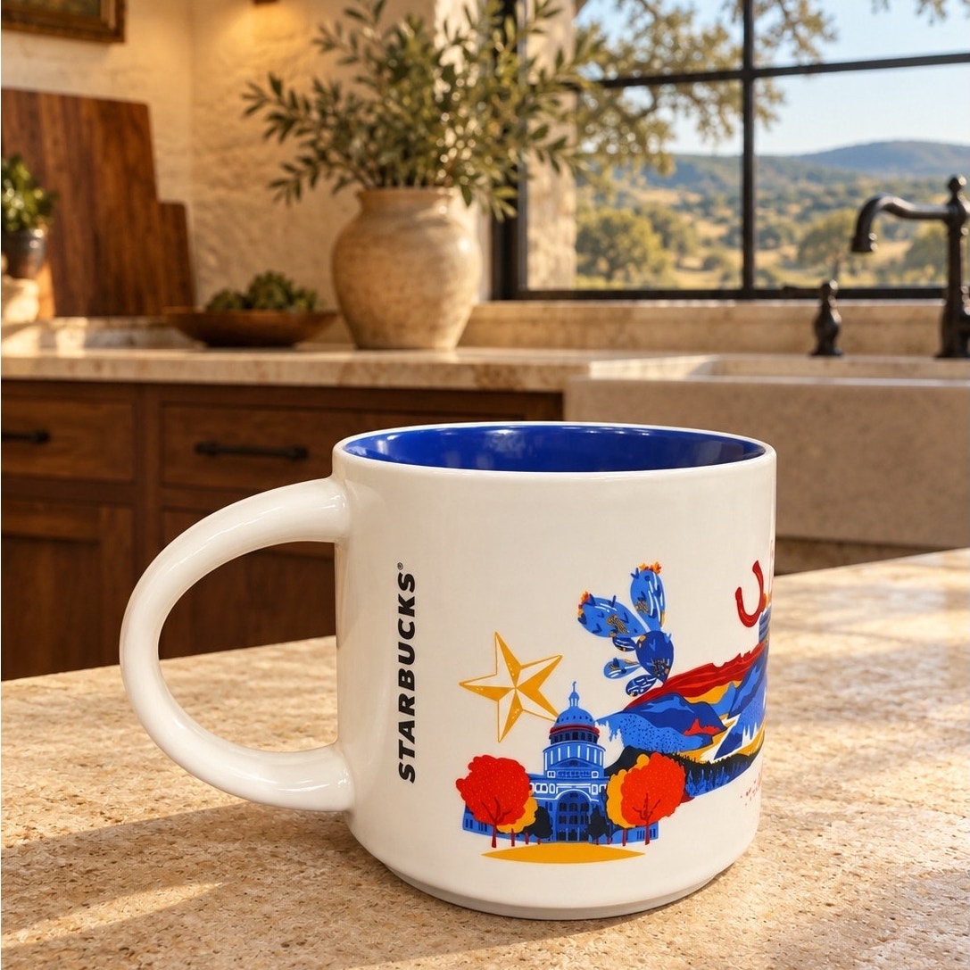 Starbucks Texas Discovery Series Mug 14 oz Cobalt Blue Interior