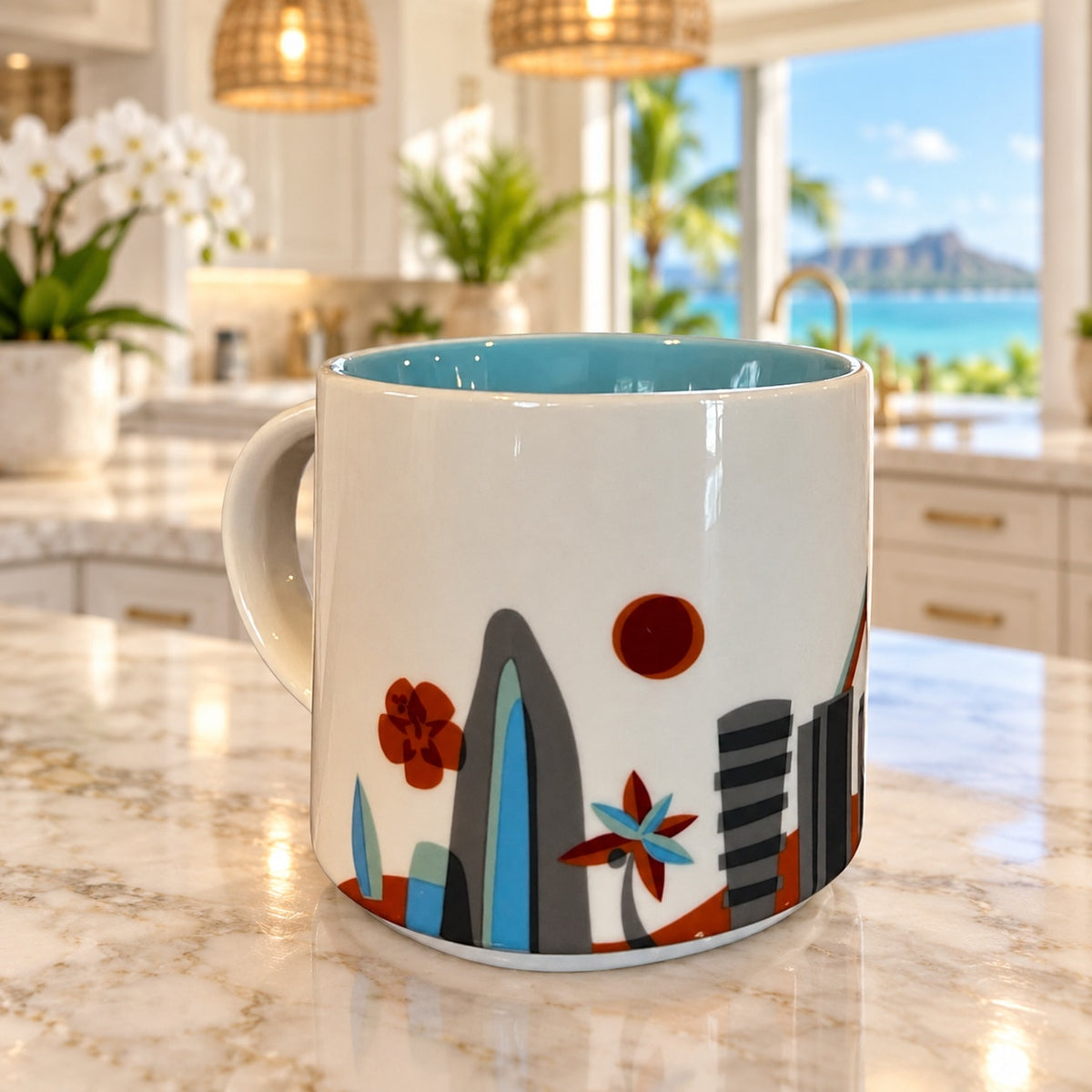 Starbucks Hawaii You Are Here Mug 14oz Coffee Cup Tropical Island