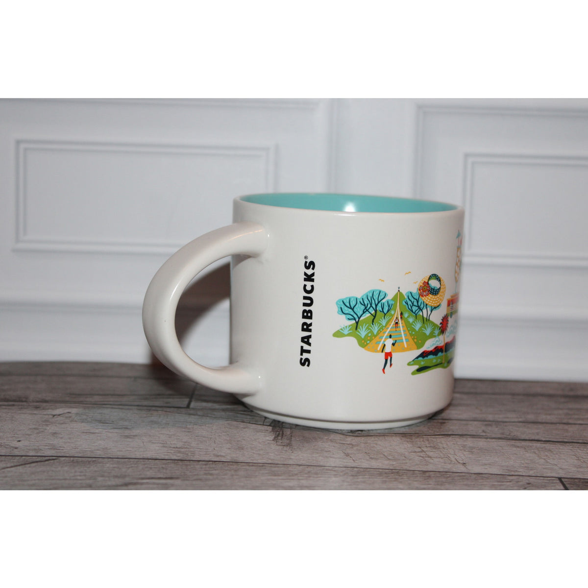 Starbucks Honolulu Hawaii Discovery Series 14 oz Mug Aqua Interior Coffee Cup