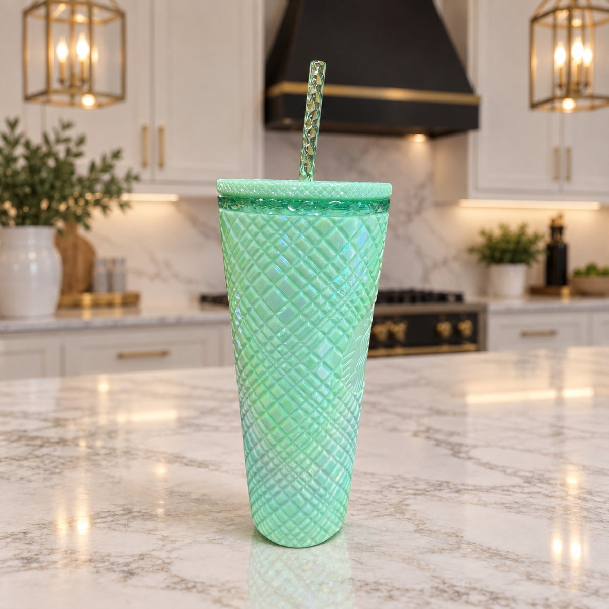 Starbucks Green Jeweled Tumbler Bling Cold Cup NWT