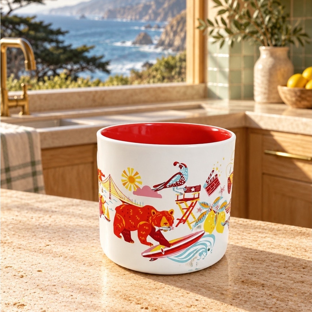 Starbucks California Discovery Series Mug 14 oz Red Interior EUC