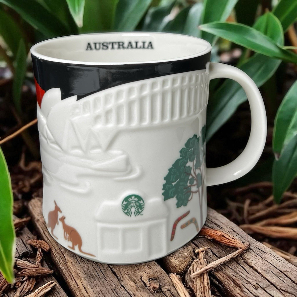 HTF Starbucks Australia 16oz Relief Mug Kangaroo Opera House EUC