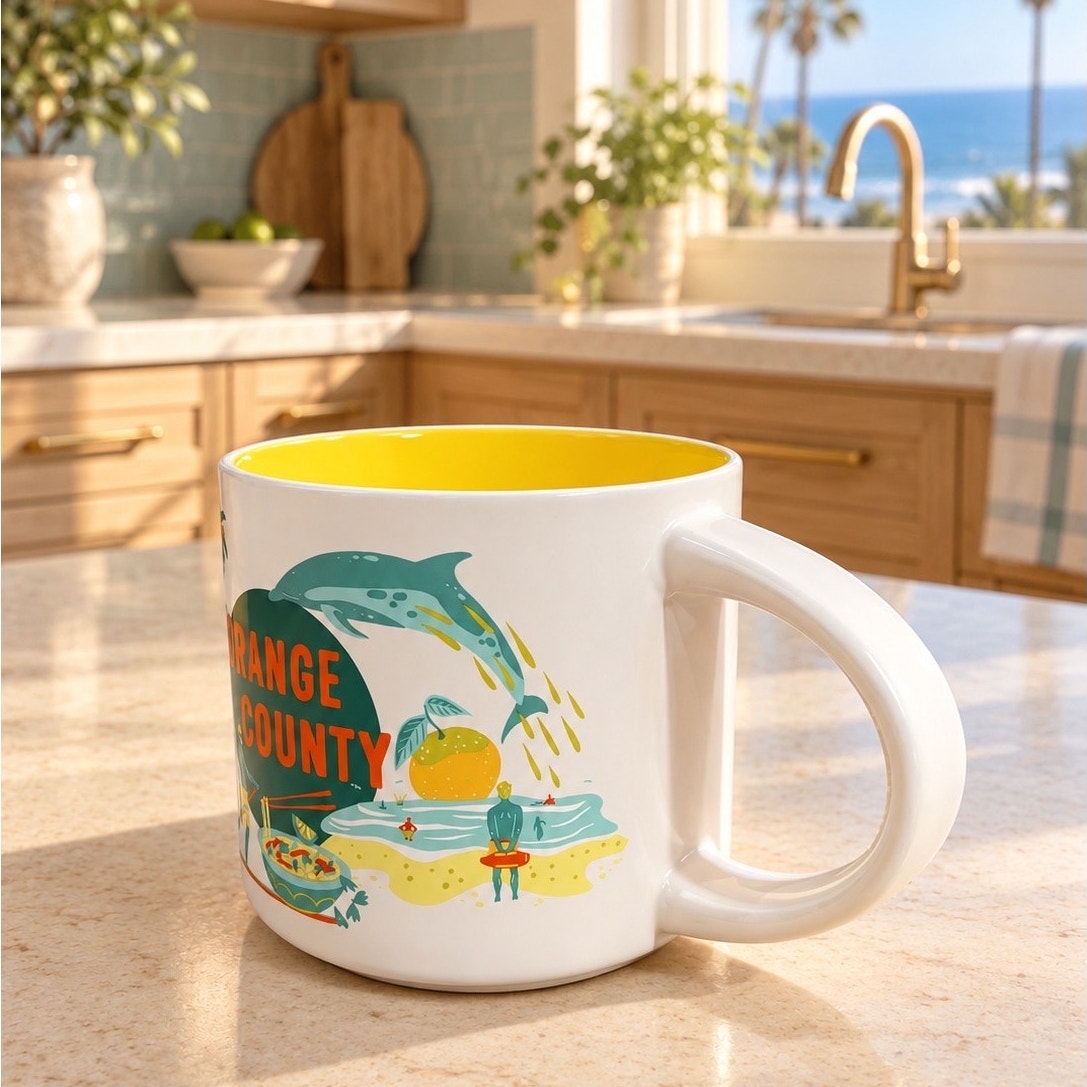 Starbucks Orange County Discovery Series Mug 14 oz Yellow Interior