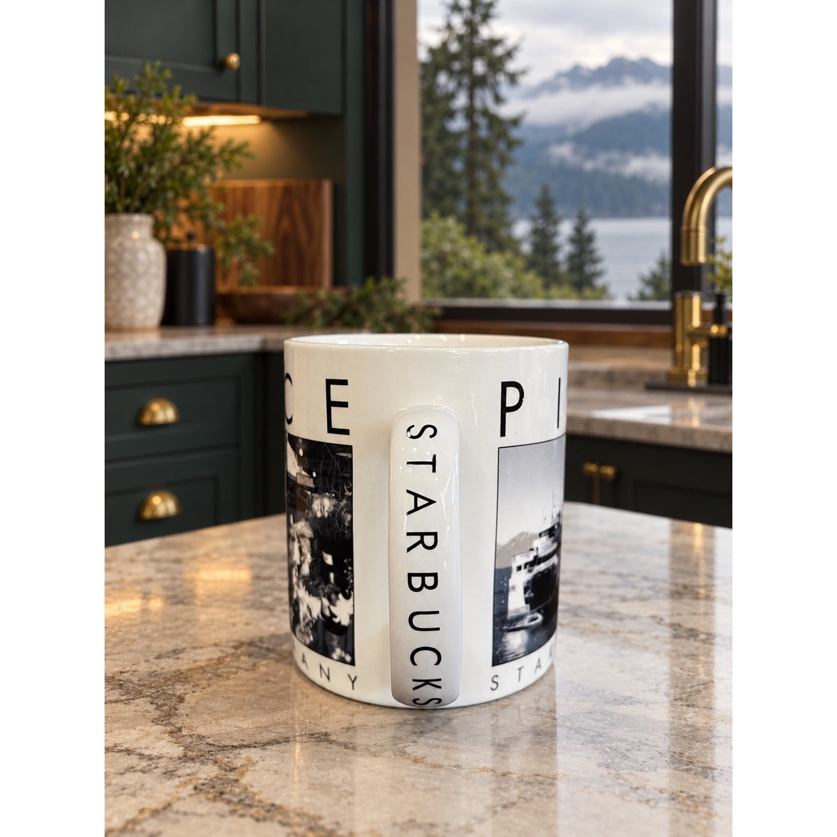 Starbucks Pike Place City Scenes Barista Mug 2003 Seattle Ferry Market