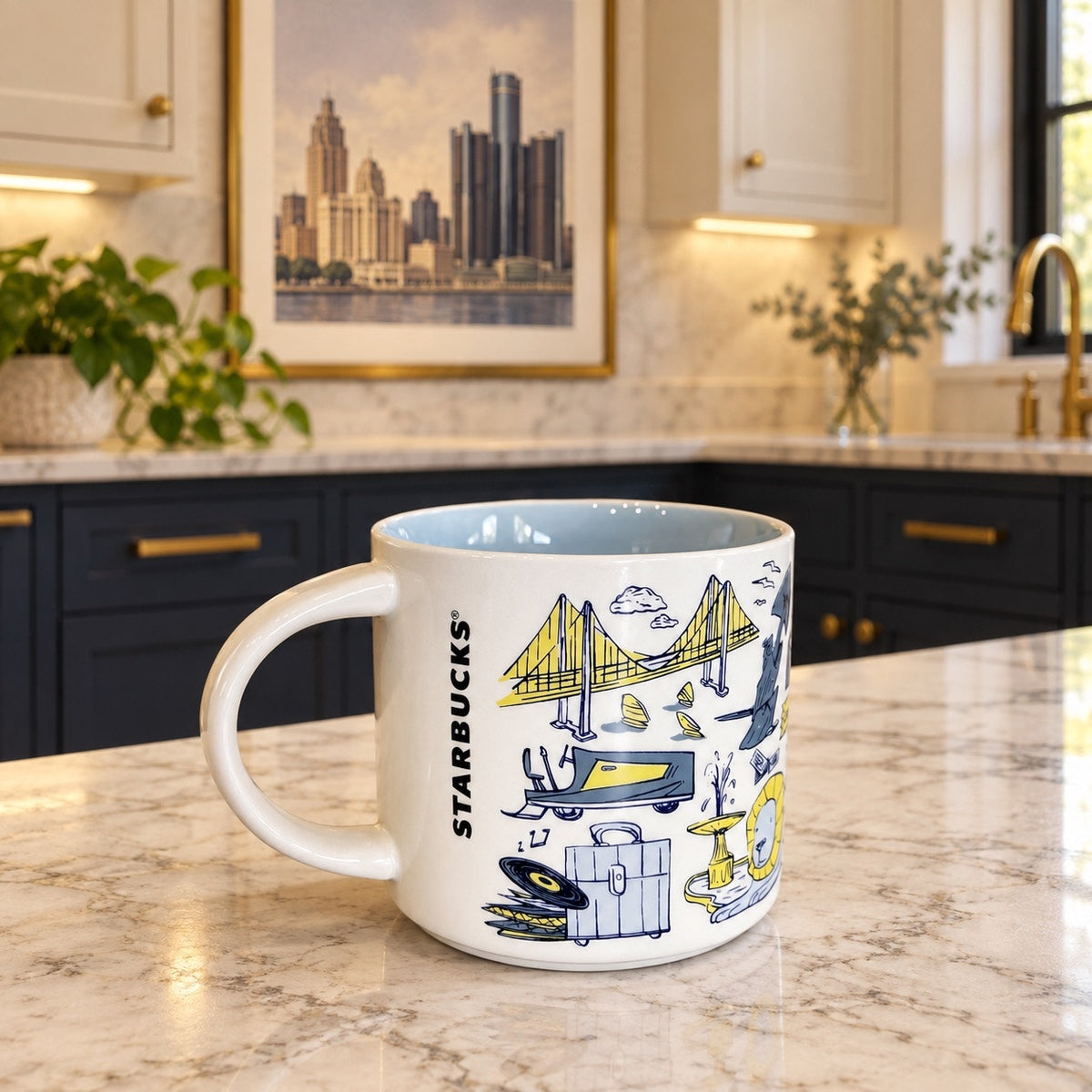Starbucks Detroit Been There Series Coffee Mug 14 oz Michigan NWT no Box