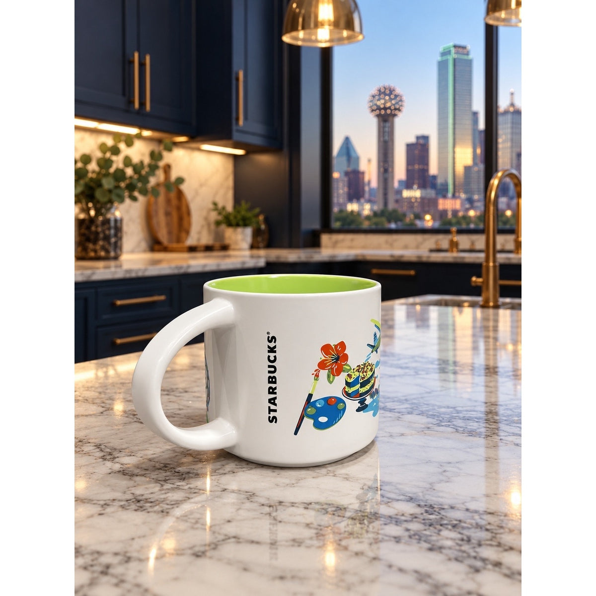 Starbucks Dallas Discovery Series Mug 14 oz Green Interior