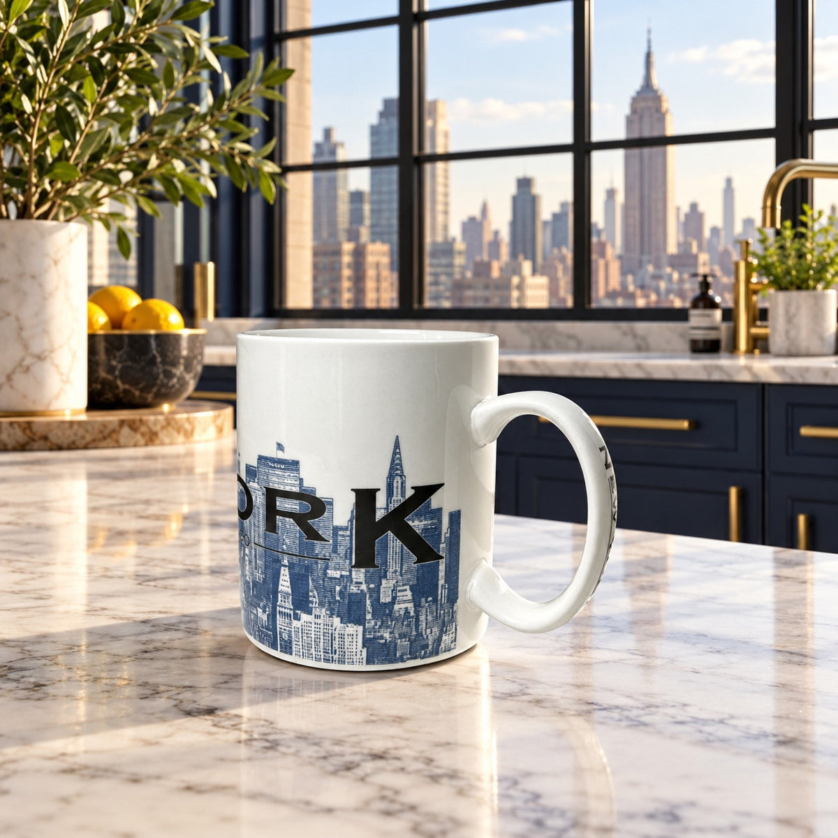 STARBUCKS 2002 New York City Skyline Mug Big Apple Barista Coffee Cup EUC
