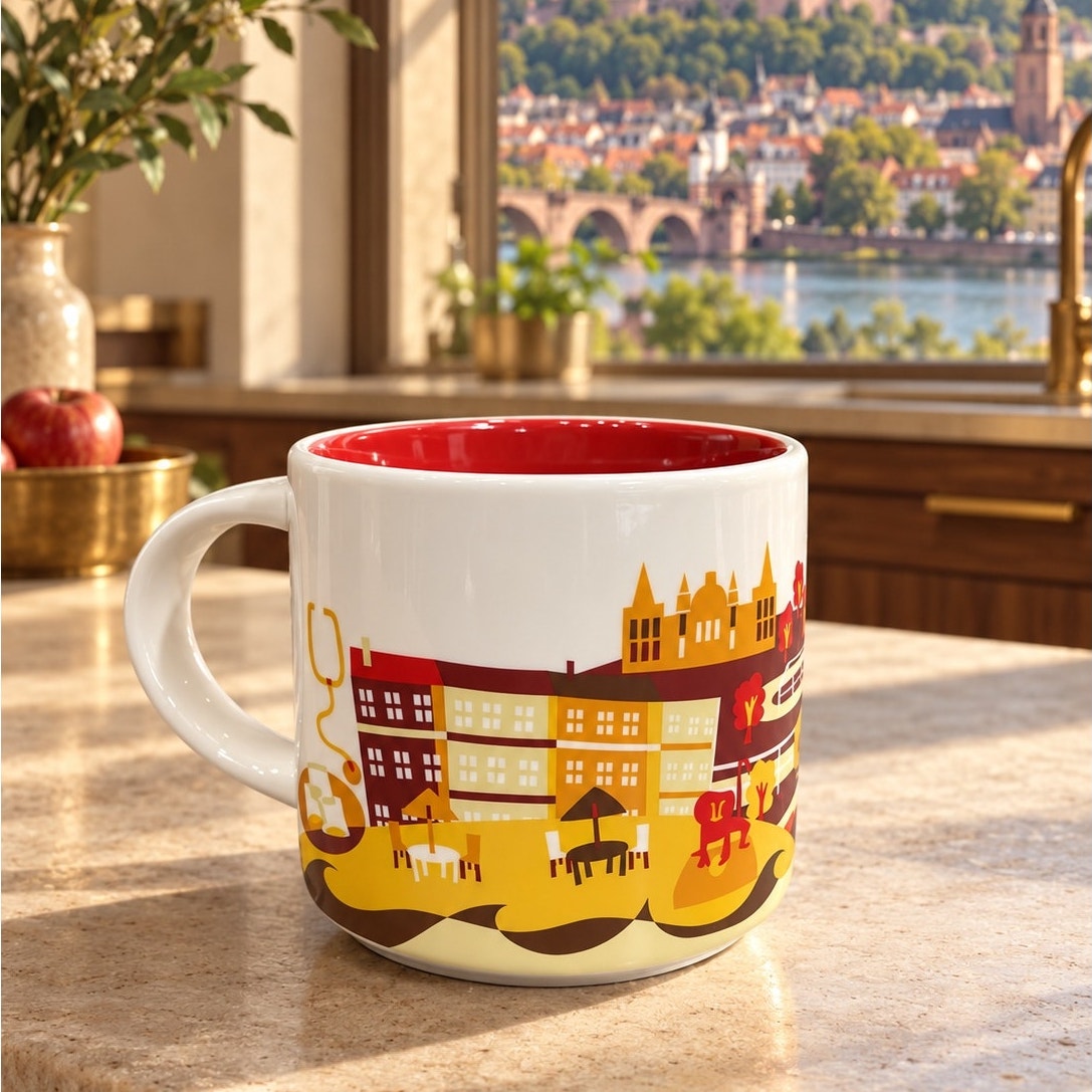 Starbucks Heidelberg Germany You Are Here Mug 14 oz Red Interior