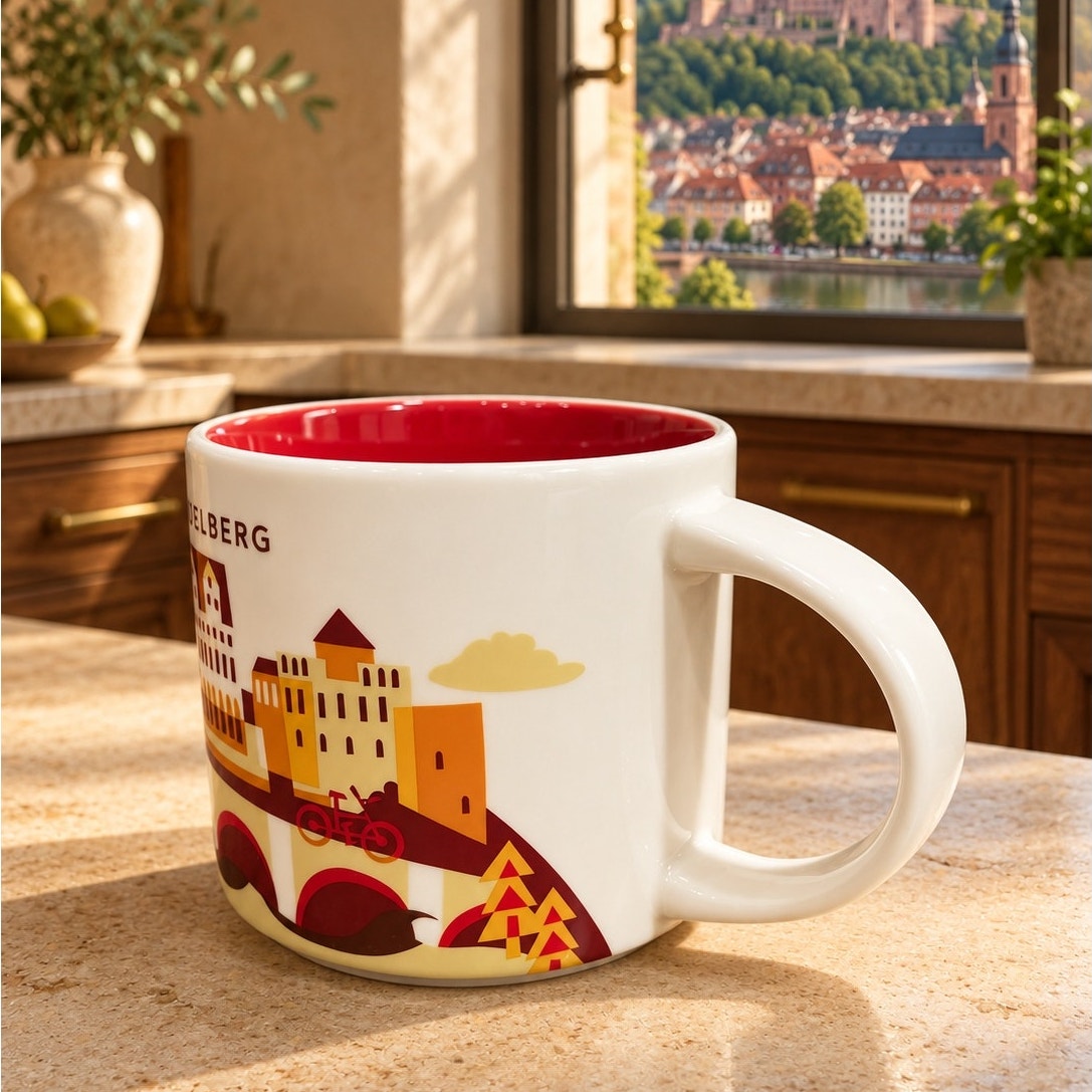 Starbucks Heidelberg Germany You Are Here Mug 14 oz Red Interior