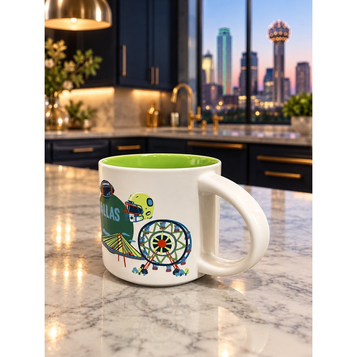 Starbucks Dallas Discovery Series Mug 14 oz Green Interior