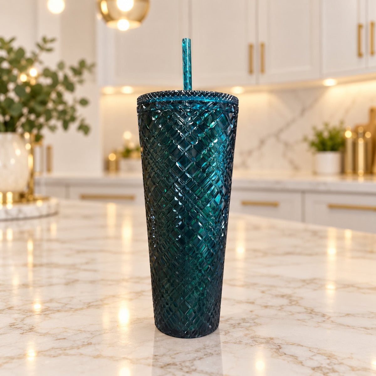 Starbucks Emerald Green Jeweled Tumbler 24 oz Holiday 2021 NWT
