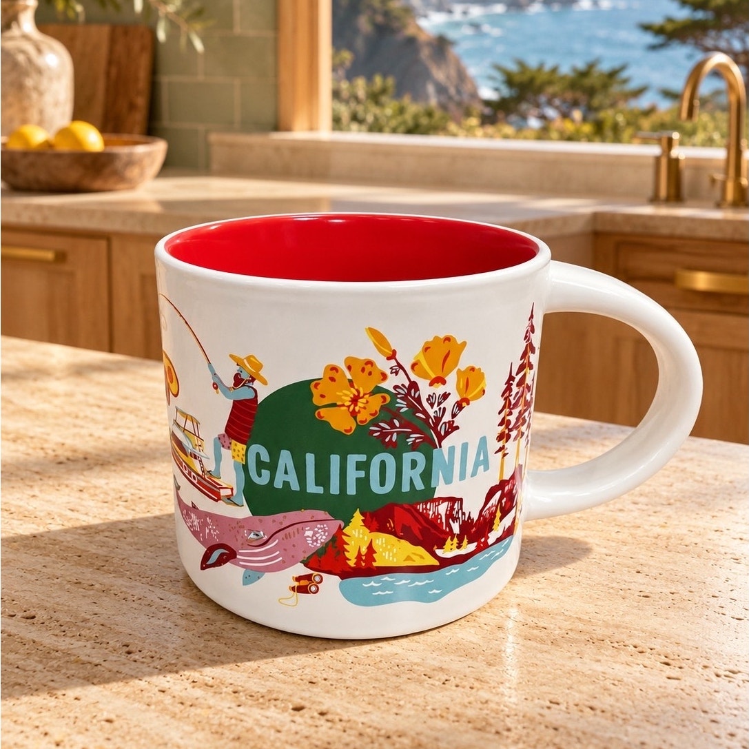Starbucks California Discovery Series Mug 14 oz Red Interior EUC