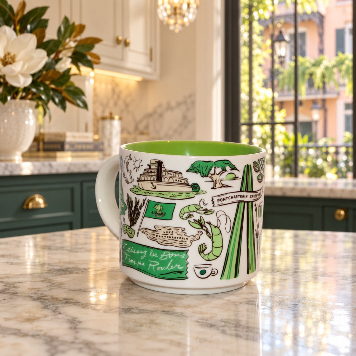 Starbucks Louisiana Been There Series Green Interior 14 oz Coffee Mug
