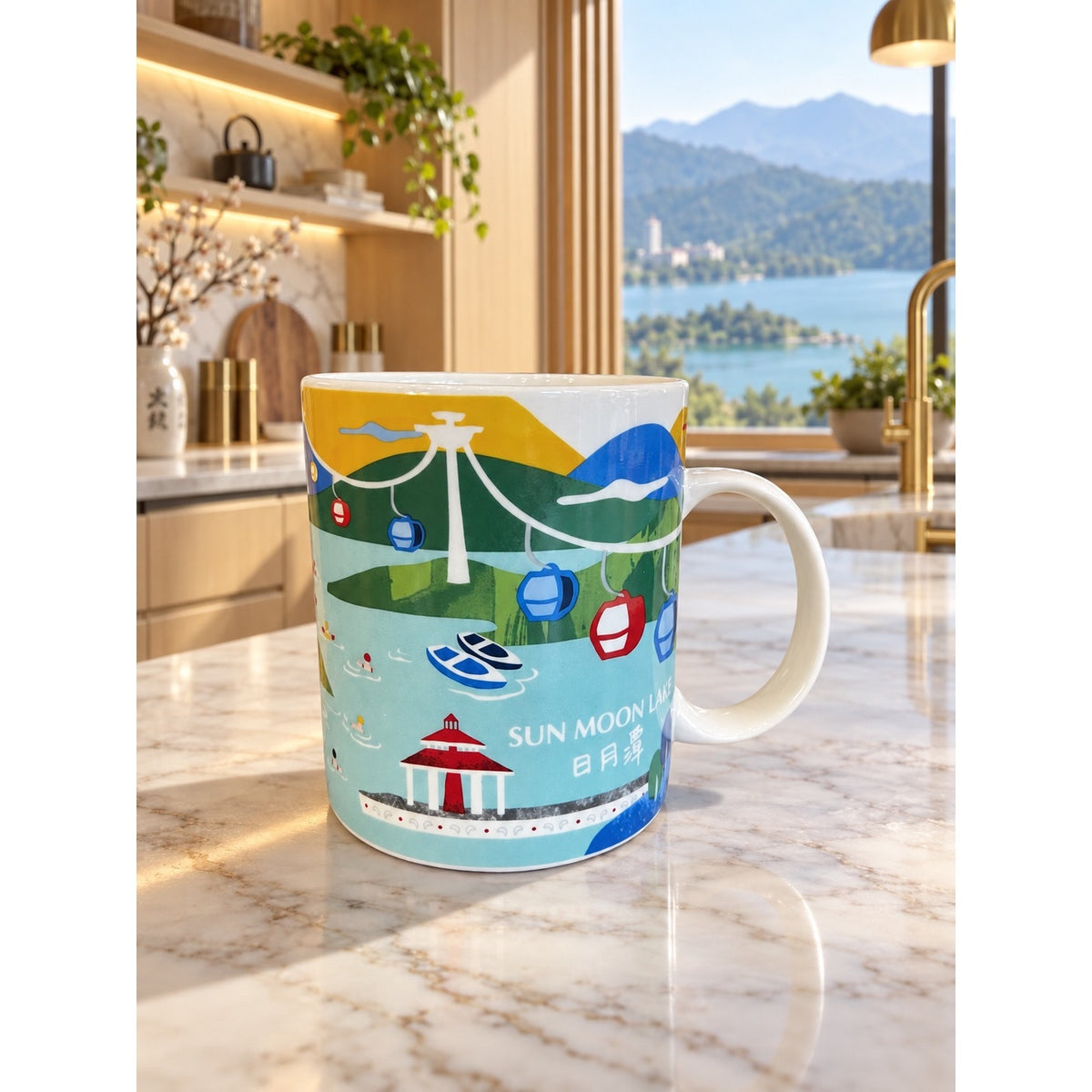 Starbucks Taiwan Sun Moon Lake 2014 16 oz City Mug Cable Car