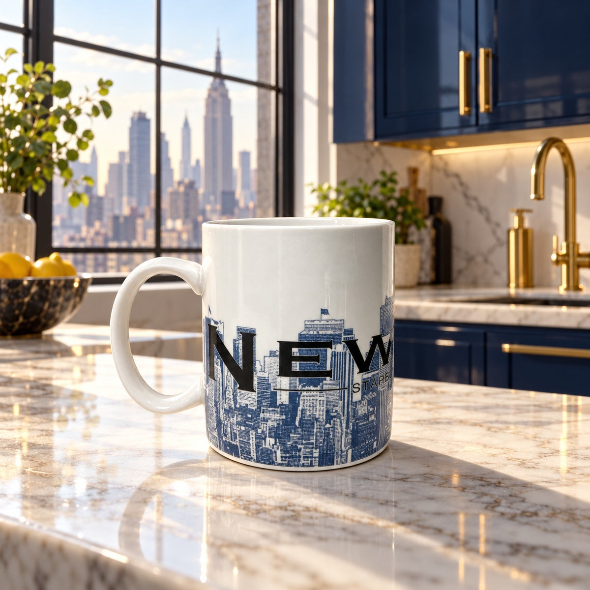 STARBUCKS 2002 New York City Skyline Mug Big Apple Barista Coffee Cup EUC