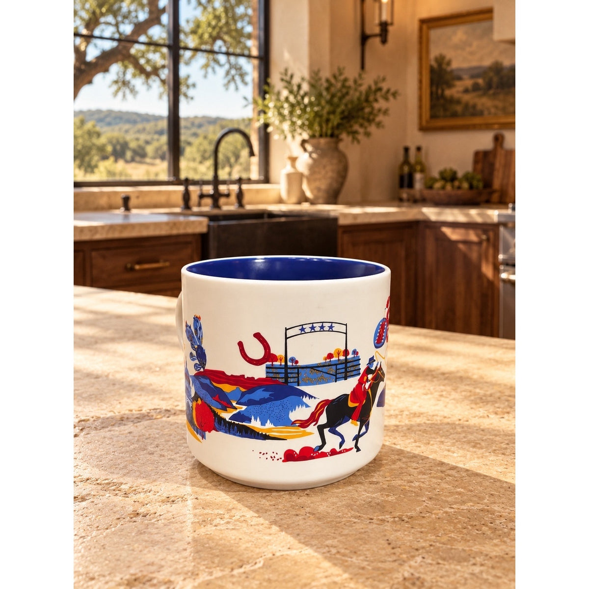 Starbucks Texas Discovery Series Mug 14 oz Cobalt Blue Interior
