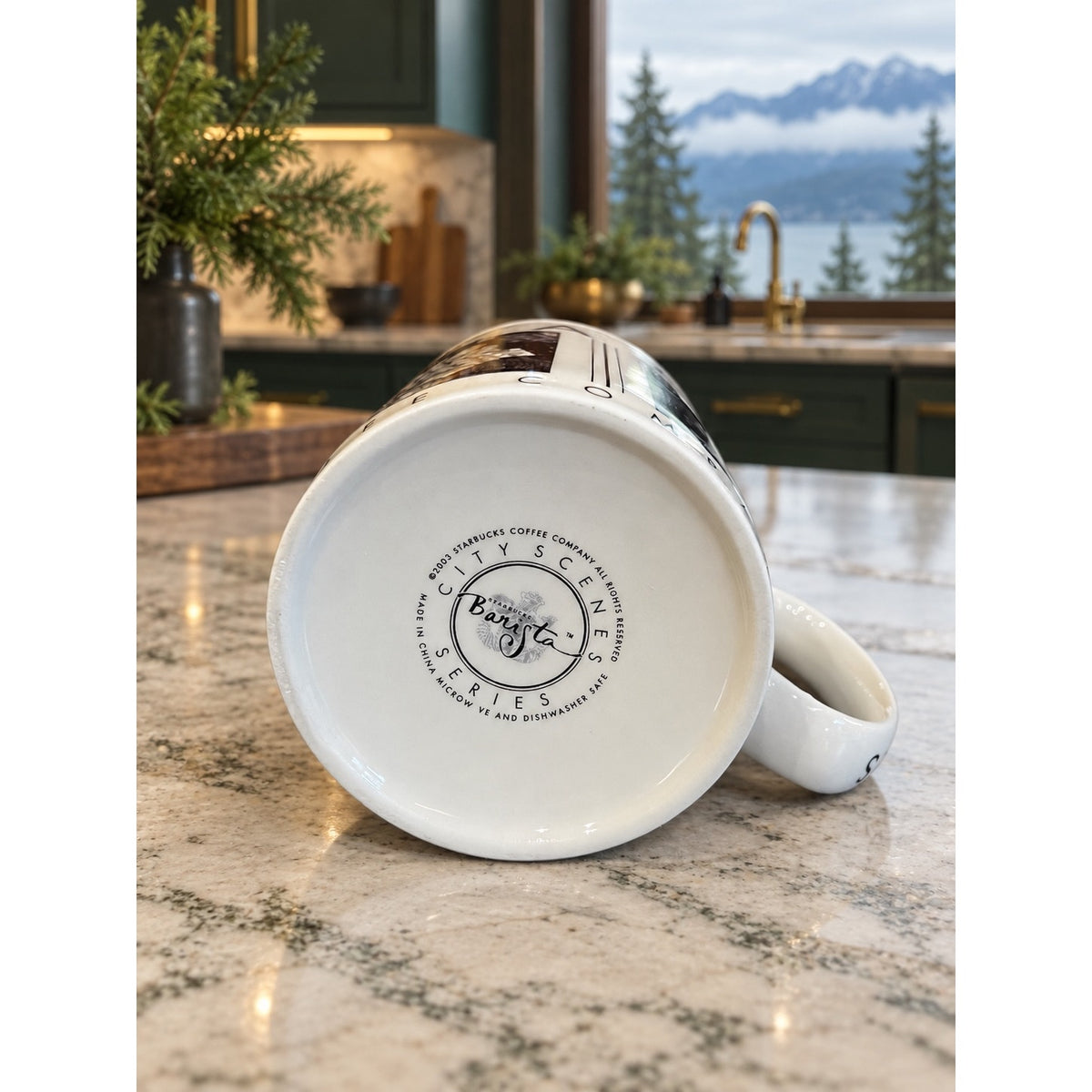Starbucks Pike Place City Scenes Barista Mug 2003 Seattle Ferry Market