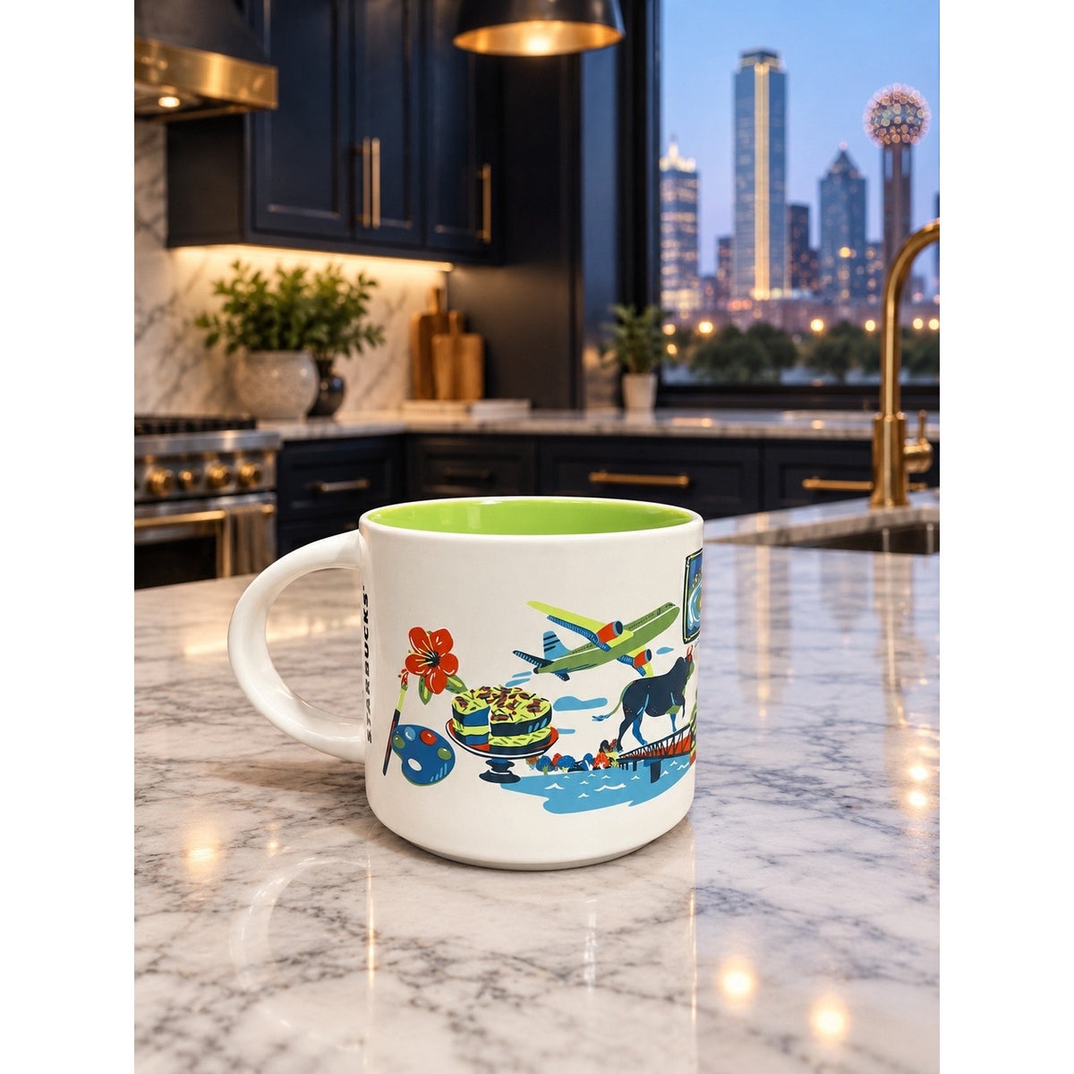 Starbucks Dallas Discovery Series Mug 14 oz Green Interior