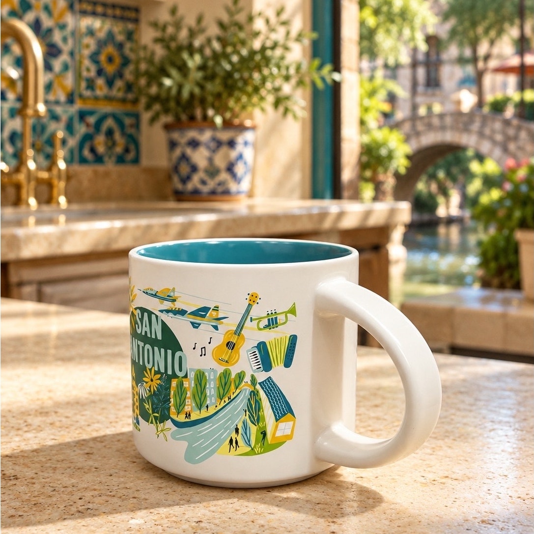 Starbucks San Antonio Discovery Series Mug 14 oz Teal Interior