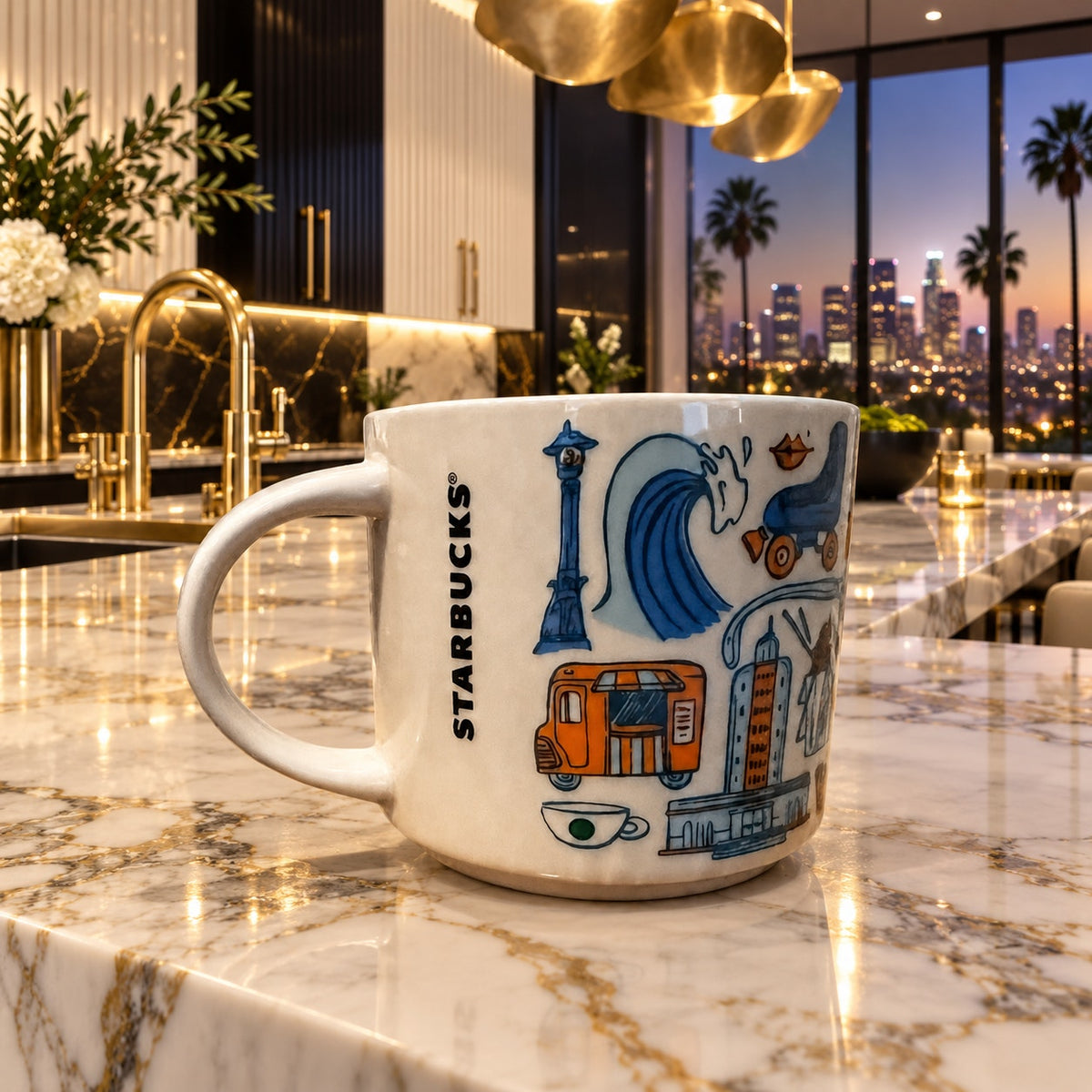 Starbucks Los Angeles “Been There Series”Across the Globe Coffee Mug Cup Blue
