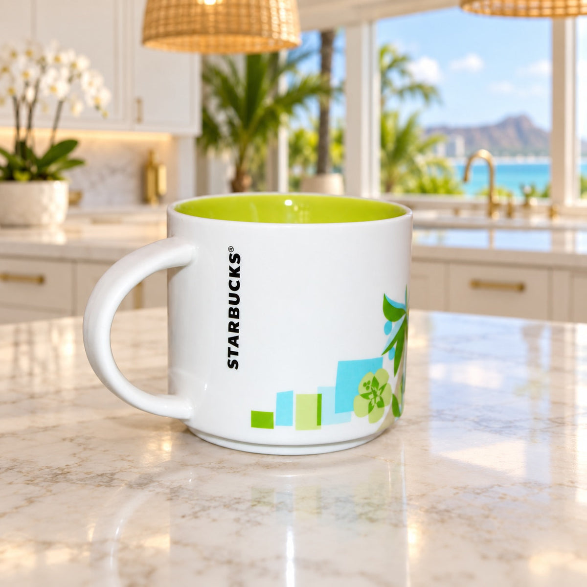Starbucks Waikiki Hawaii You Are Here Collection YAH Coffee Mug Cup EUC