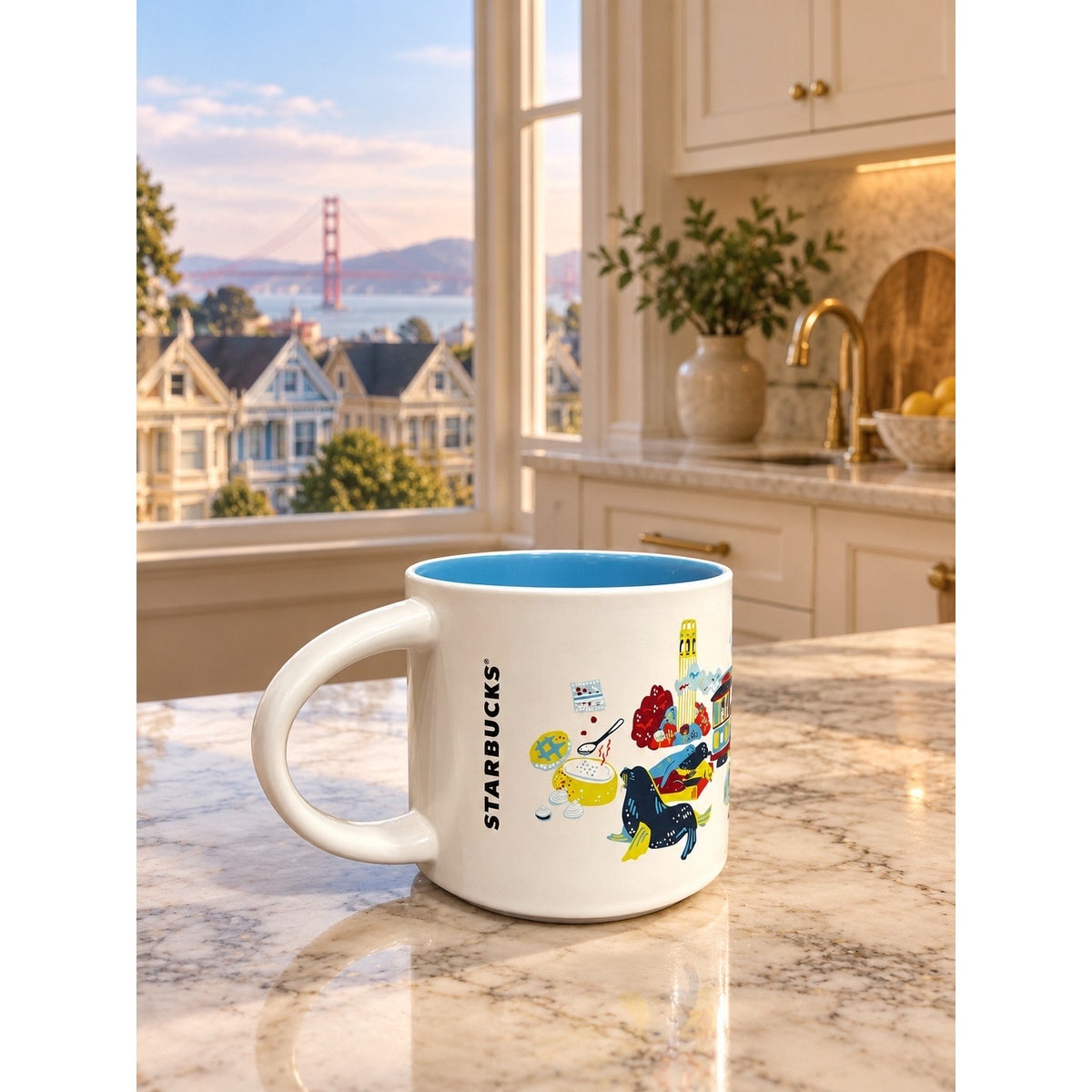Starbucks San Francisco Discovery Series Mug 14 oz Blue Interior