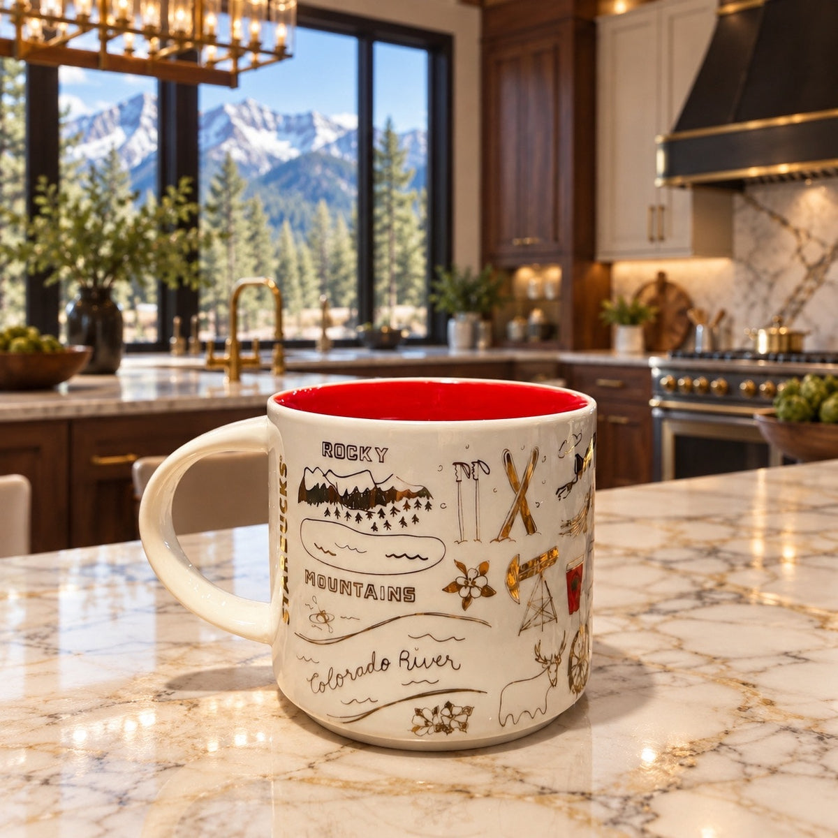 Starbucks Colorado Been There Series Ceramic Mug Red Interior
