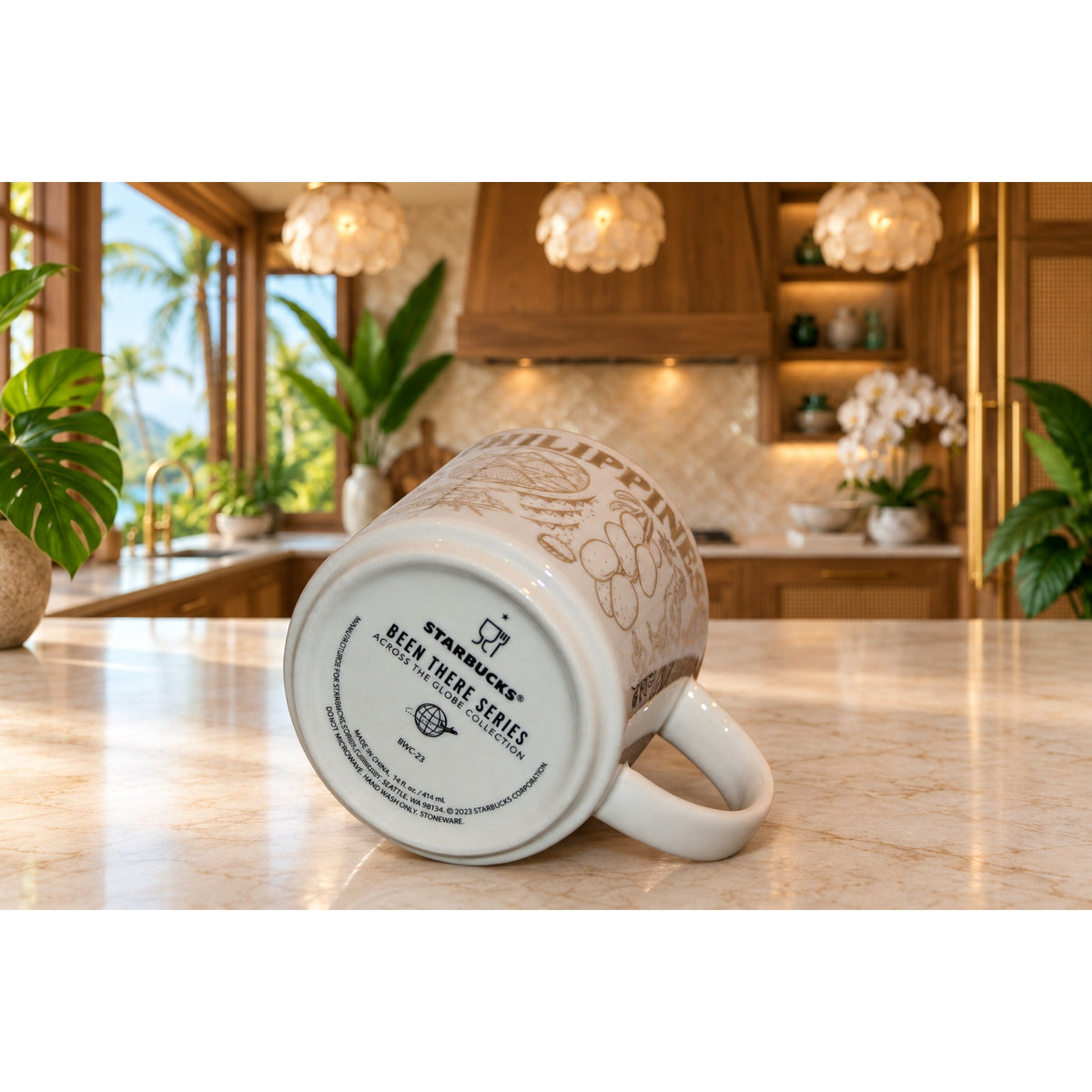 Starbucks Philippines Been There Series Mug Pink Interior Gold Accents 14 oz