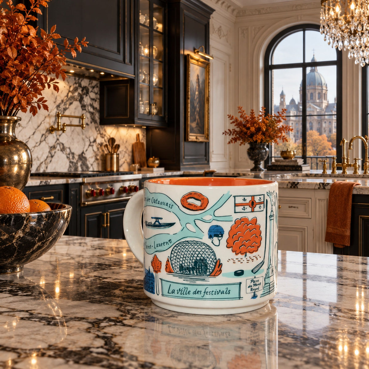 Starbucks Montreal Been There Series 14 oz Mug Orange Interior New w SKU