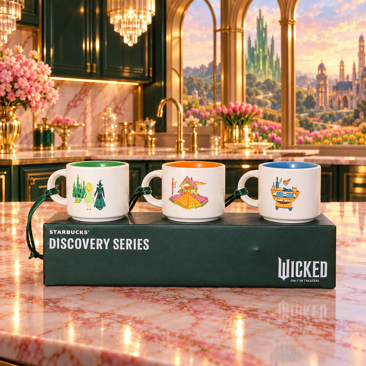 Universal Studios Wicked Starbucks Discovery Series 3 Mini Mug 2 Oz Ornament Set