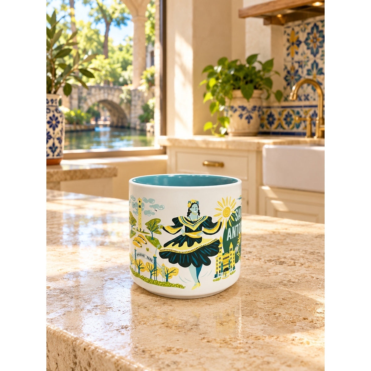 Starbucks San Antonio Discovery Series Mug 14 oz Teal Interior