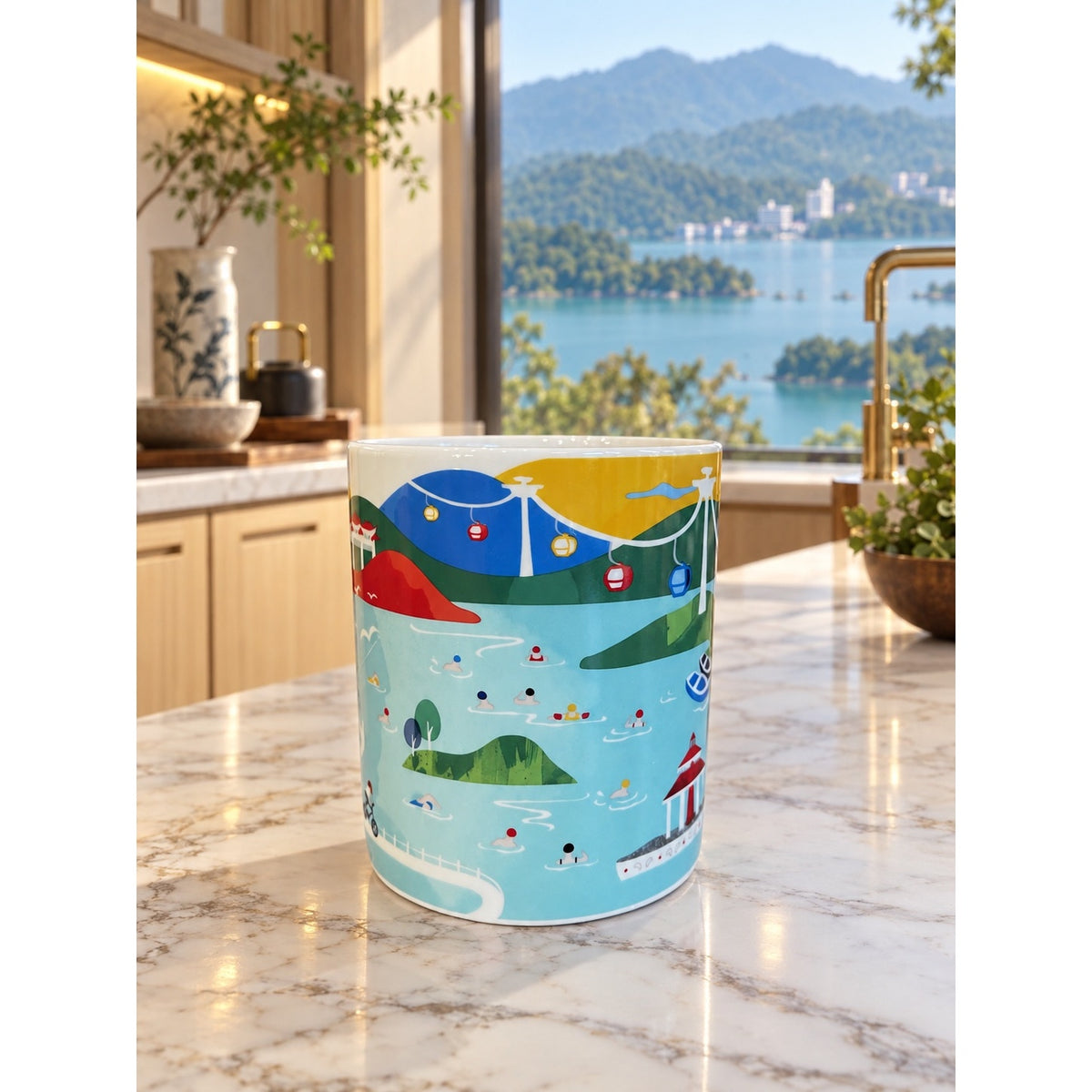 Starbucks Taiwan Sun Moon Lake 2014 16 oz City Mug Cable Car